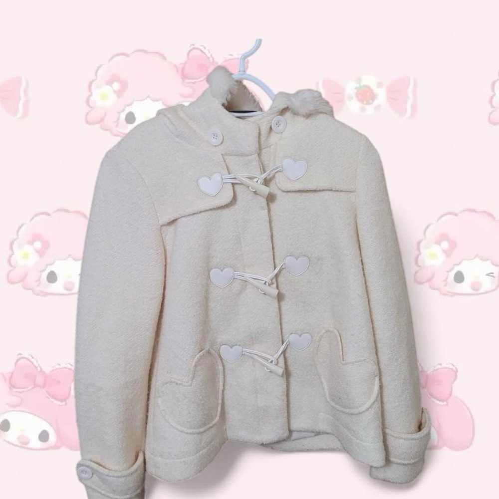 ANK ROUGE 🌸 Jfashion / Kawaii Fuzzy Cream Button Up Jacket